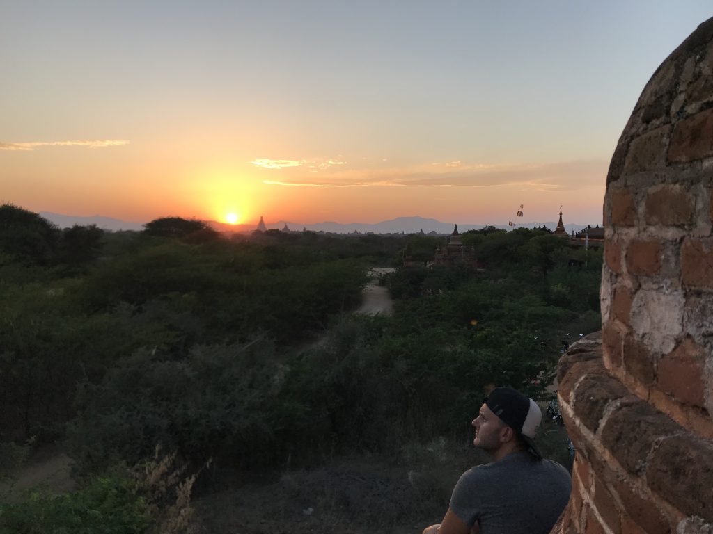 sunset temple bagan